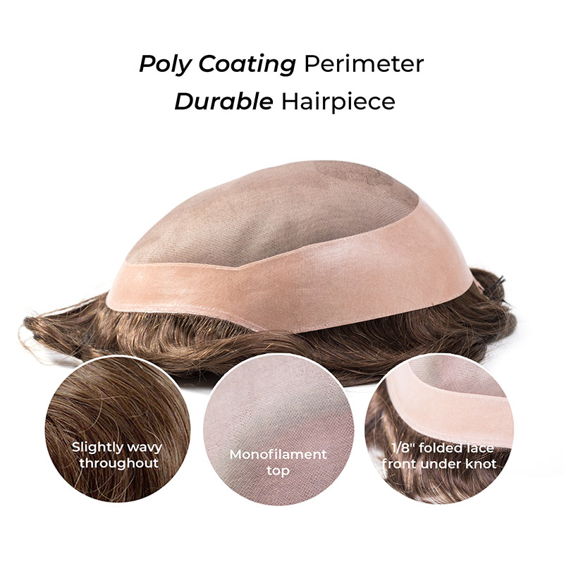 Human hair toupee for men